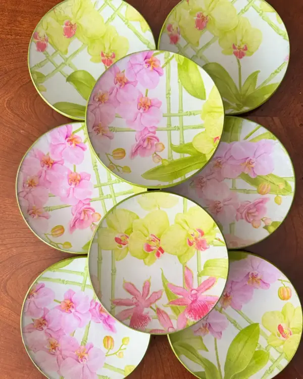 Platos decoupage para regalar orquídeas