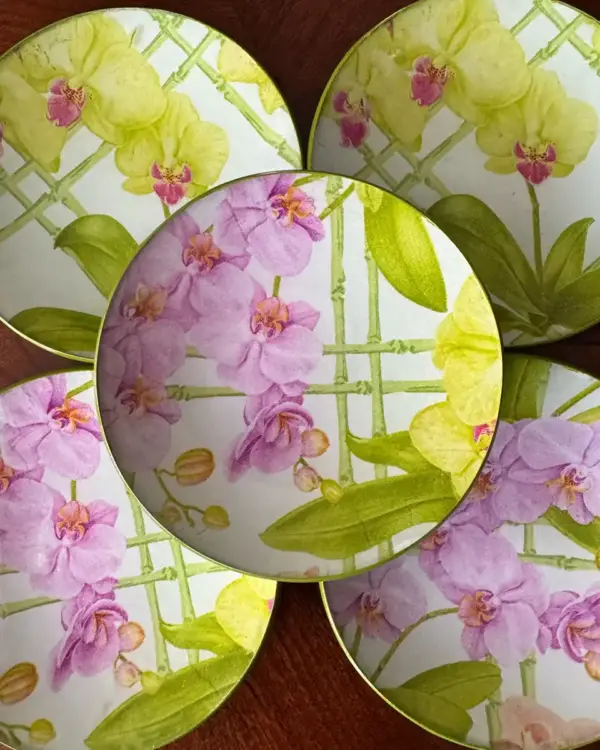 Platos decoupage para regalar orquídeas