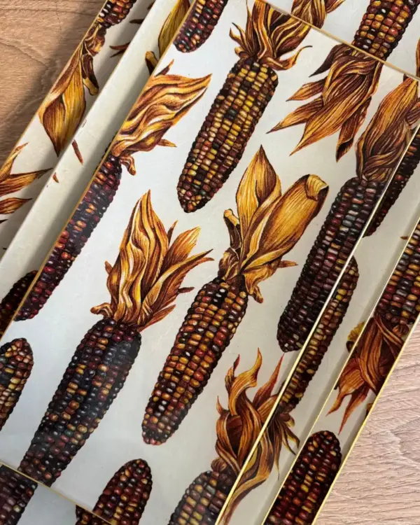 Platos decoupage para regalar mazorcas de maiz