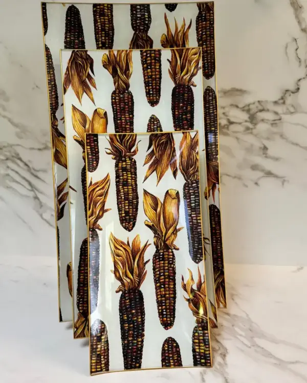 Platos decoupage para regalar León mazorcas de maiz